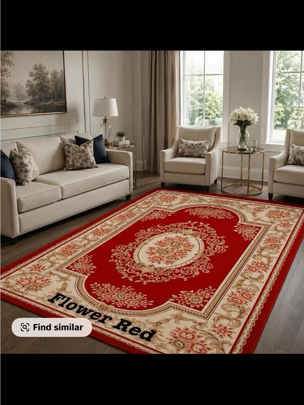 Classic Flower Red Area Rug - Elegant Home Wall Decor